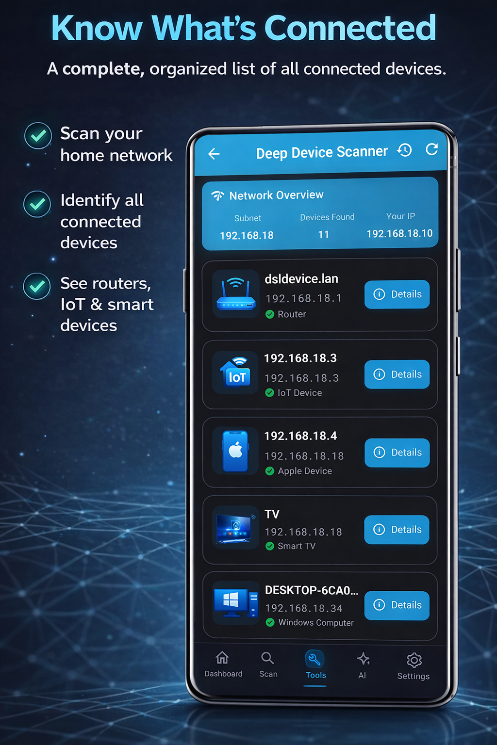 Network scanning interface